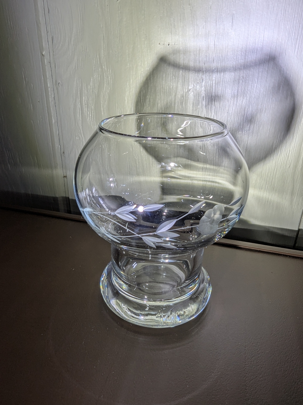 Princess House Vintage Votive Candle Holder with Etched Leaf Design - Clear